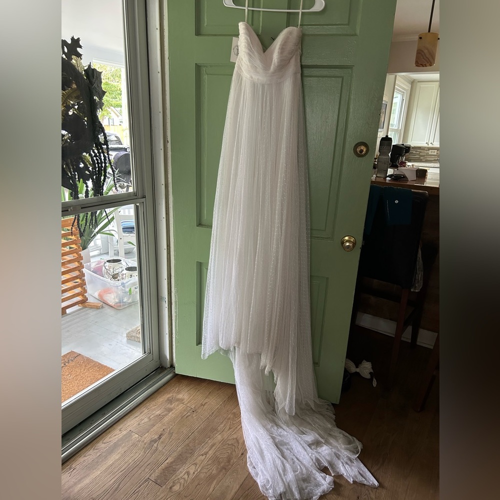 Brand New Strapless Wedding dress ivory dotted tulle RL880 NWT